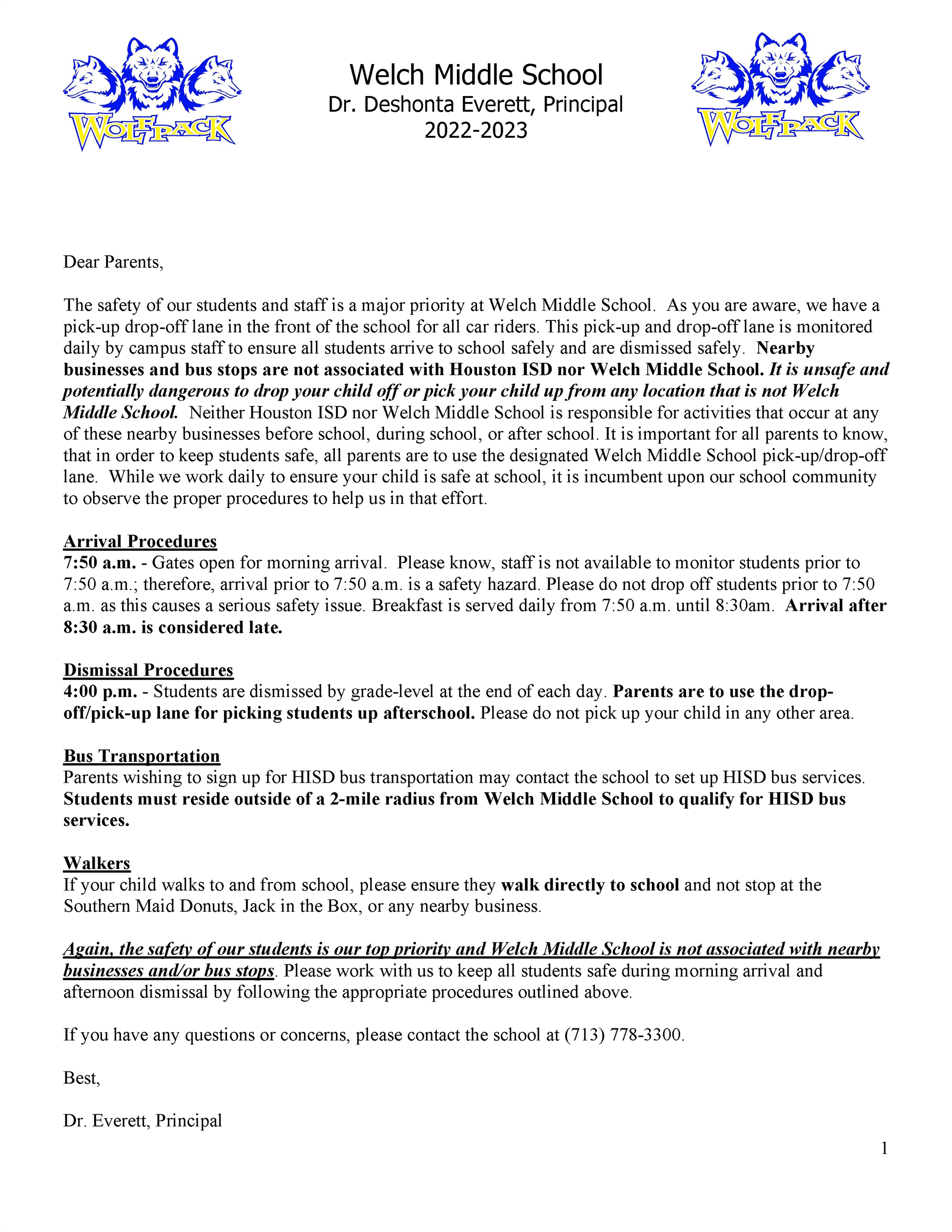  SAFTEY UPDATE